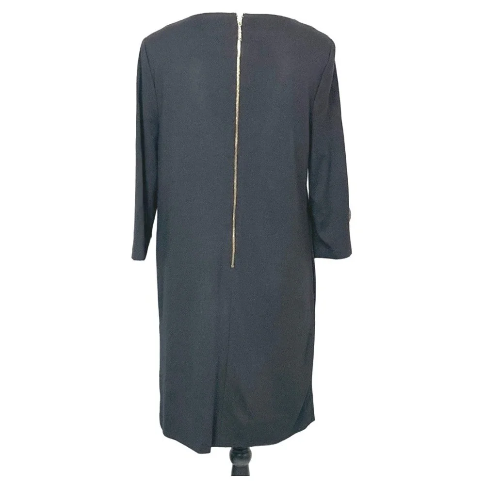 Kate Spade Black Livia Ponte Side Rushed Shift Dress Size 10‎
